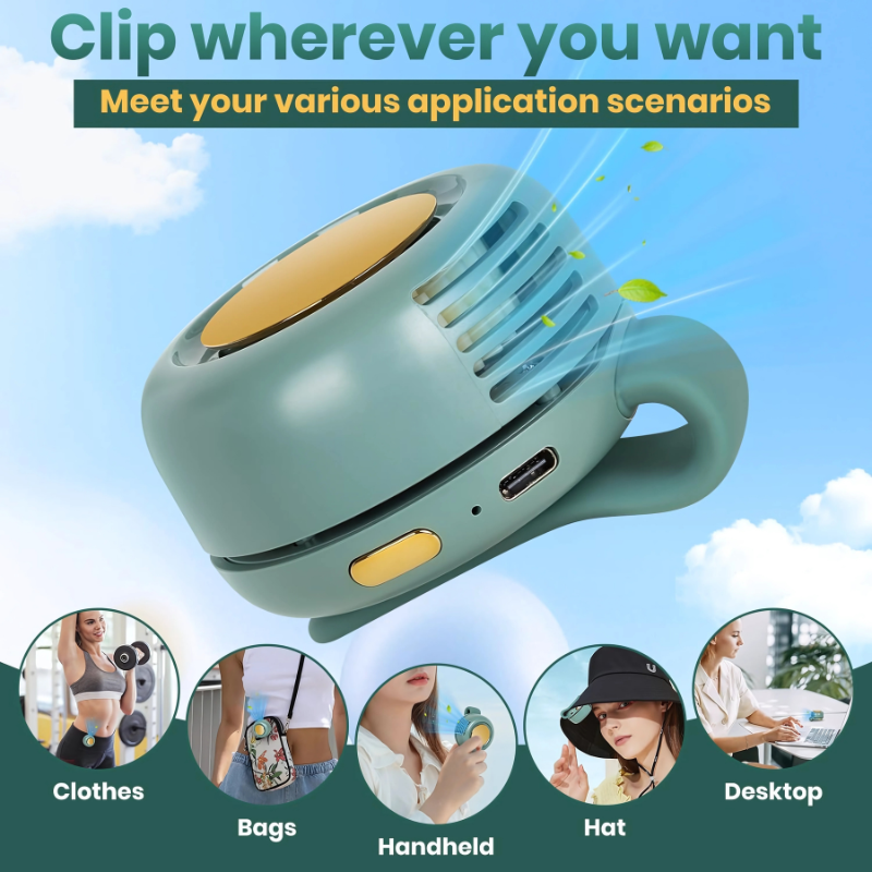ClipFan - Mini Uppladdningsbar Nacka Och Midja Klipp Fläkt