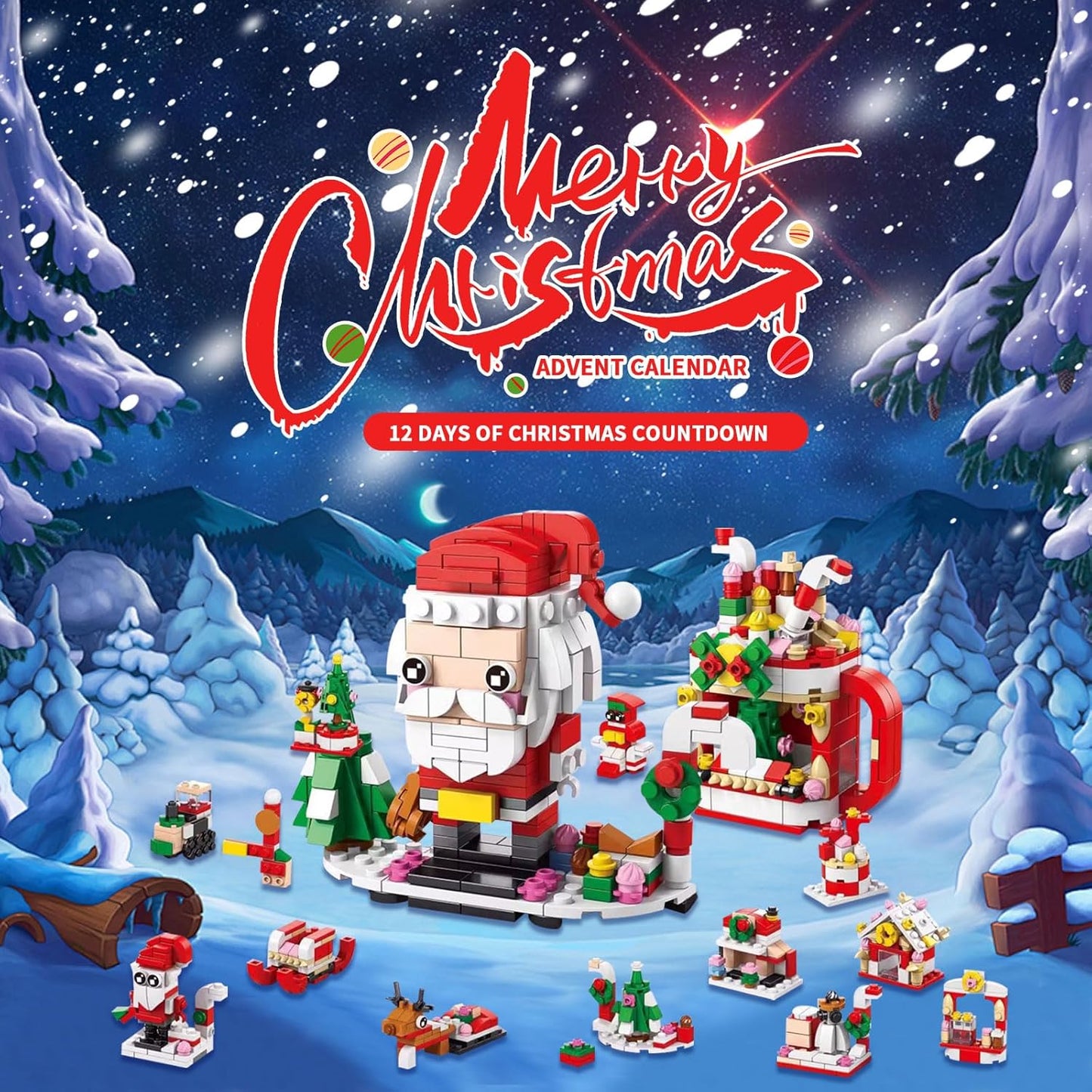 ChristmasBlocks: Jul Advent Kalender Bygg Klossar Set