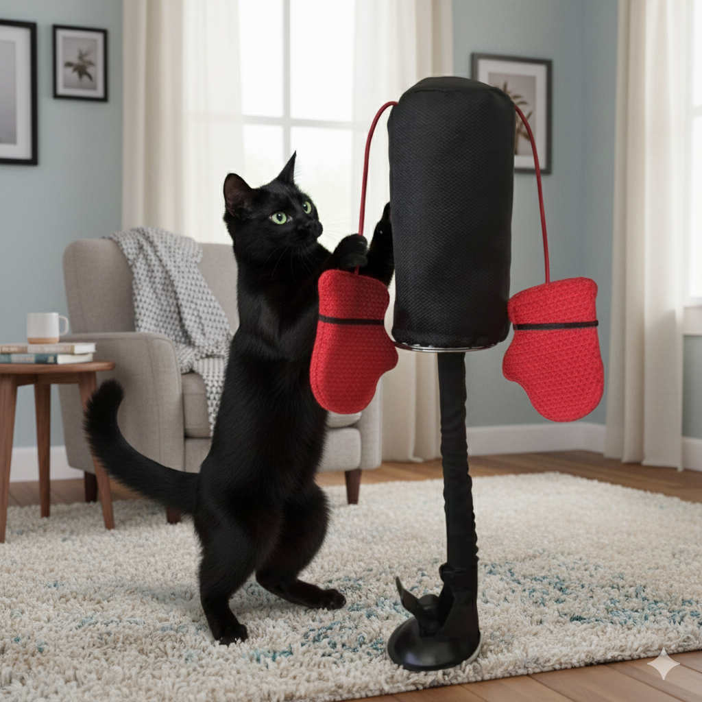 Catfri® PunchingBag: Interaktiv Rolig Motion Katt Boxnings Säck