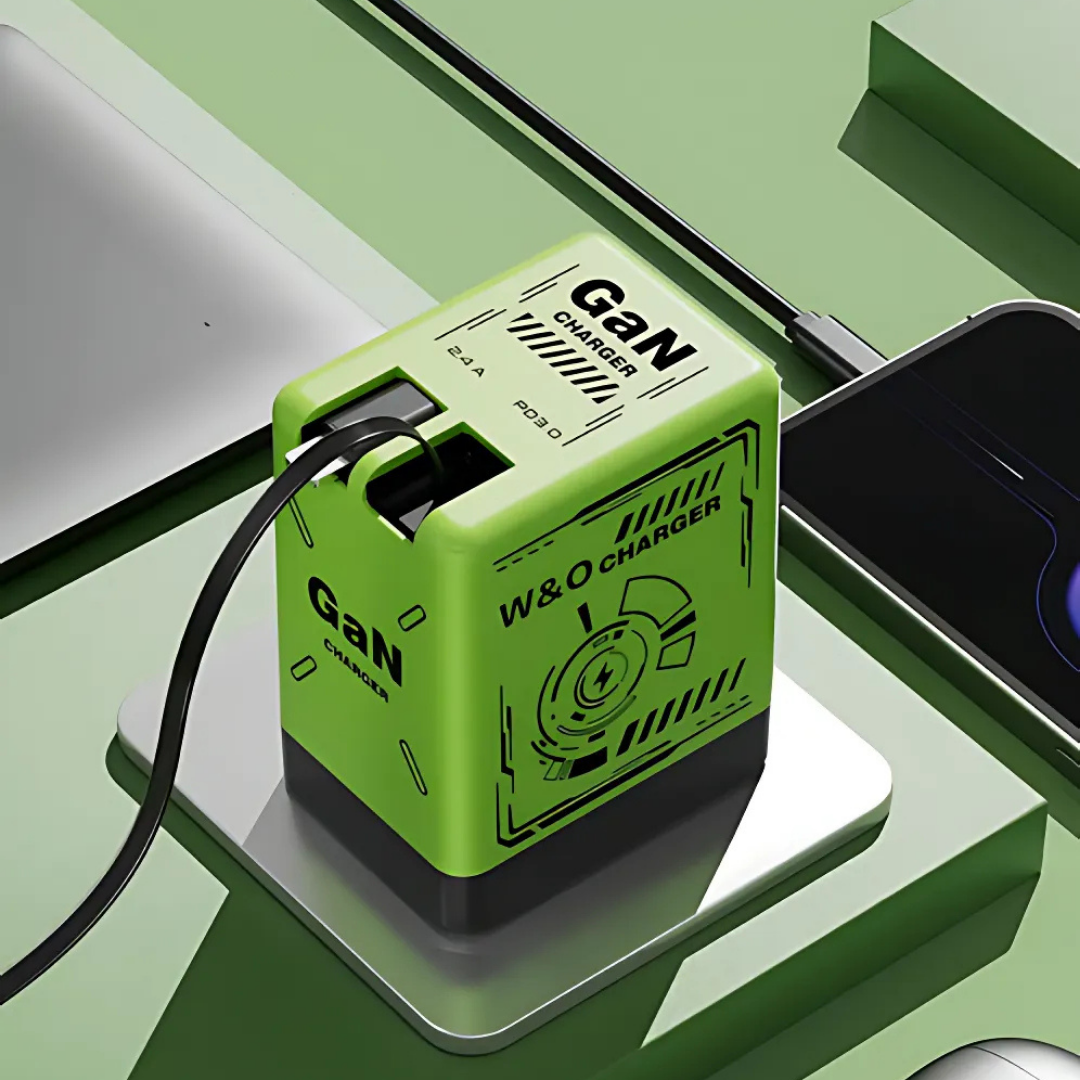 DualCharger: Snabbladdning Dubbel Indragbar Kabel Reseladdare