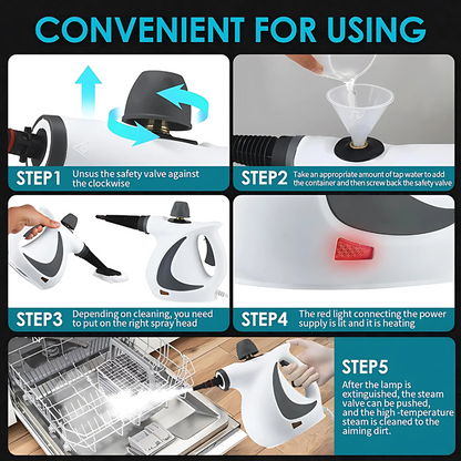 Cleaner Pro° PowerSteam: Multifunktionell Kraftfull Hem Ångtvätt Set