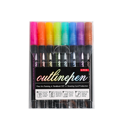 DoubleMarker - Färgstark Och Metallisk Dubbel Linje Pennor Märkpennor